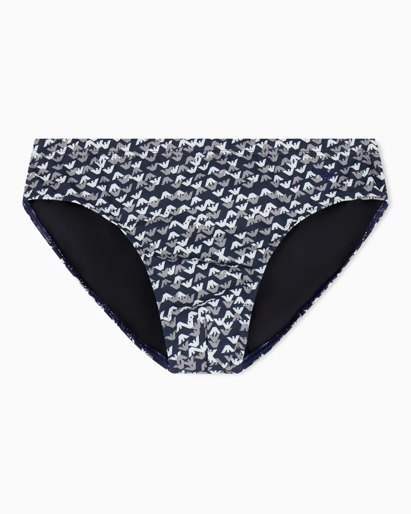 Emporio Armani Costume slip logo all over ASV Blu