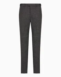 Emporio Armani OFFICIAL STORE Pantaloni In Grisaglia Compatta Di Lana Mouliné Grigio