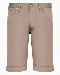 Emporio Armani OFFICIAL STORE Bermuda In Cotone Comfort Brillante Con Risvolto Beige