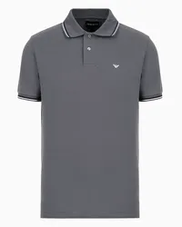 Emporio Armani OFFICIAL STORE Polo Slim Fit In Piquet Stretch Con Micro Eagle Grigio