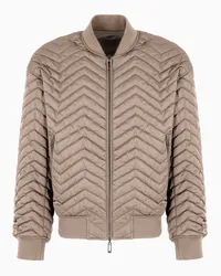 Emporio Armani OFFICIAL STORE Bomber Reversibile In Satin Tecnico Matelassé Beige