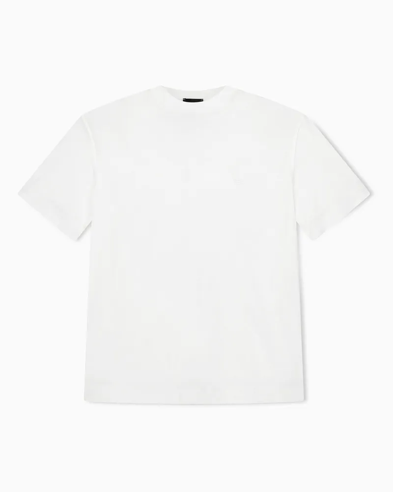 Emporio Armani T-shirt in jersey con ricamo micro aquila Bianco