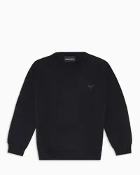 Emporio Armani OFFICIAL STORE Maglione In Misto Lana Con Ricamo Micro Eagle Blu