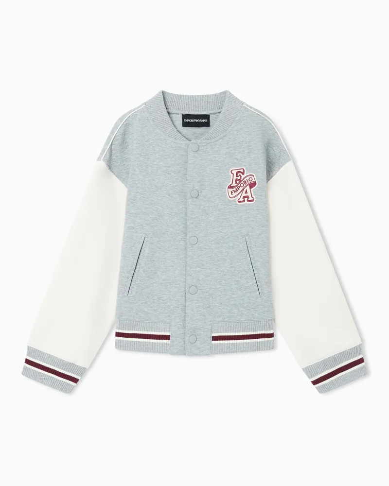 Emporio Armani Felpa varsity over in doppio jersey con patch logo Grigio