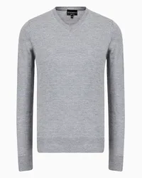 Emporio Armani OFFICIAL STORE Maglione Scollo V In Pura Lana Vergine Grigio