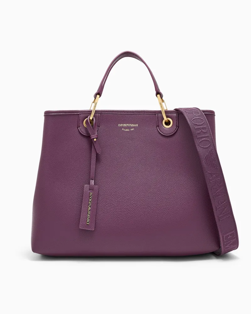 Emporio Armani Borsa Shopping M testurizzata e tracolla rimovibile Viola