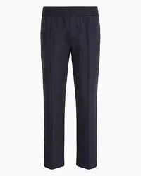 Emporio Armani OFFICIAL STORE Pantaloni Jogger In Jersey Punto Stoffa Con Venature Blu