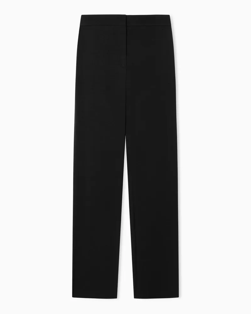 Emporio Armani Pantaloni con piega laterale in twill lavato Nero