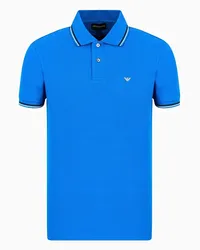 Emporio Armani OFFICIAL STORE Polo Slim Fit In Piquet Stretch Con Micro Eagle Blu