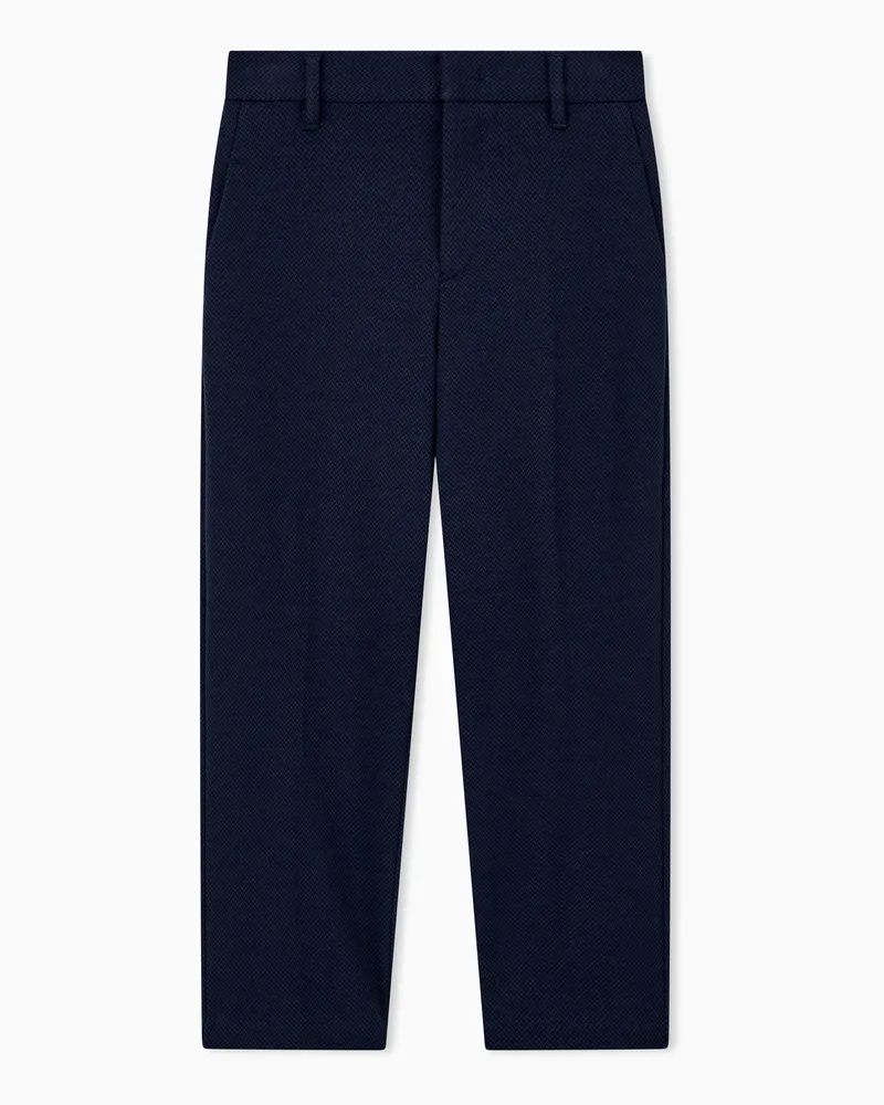 Emporio Armani Pantaloni in jersey di viscosa e cotone con microfantasia Blu