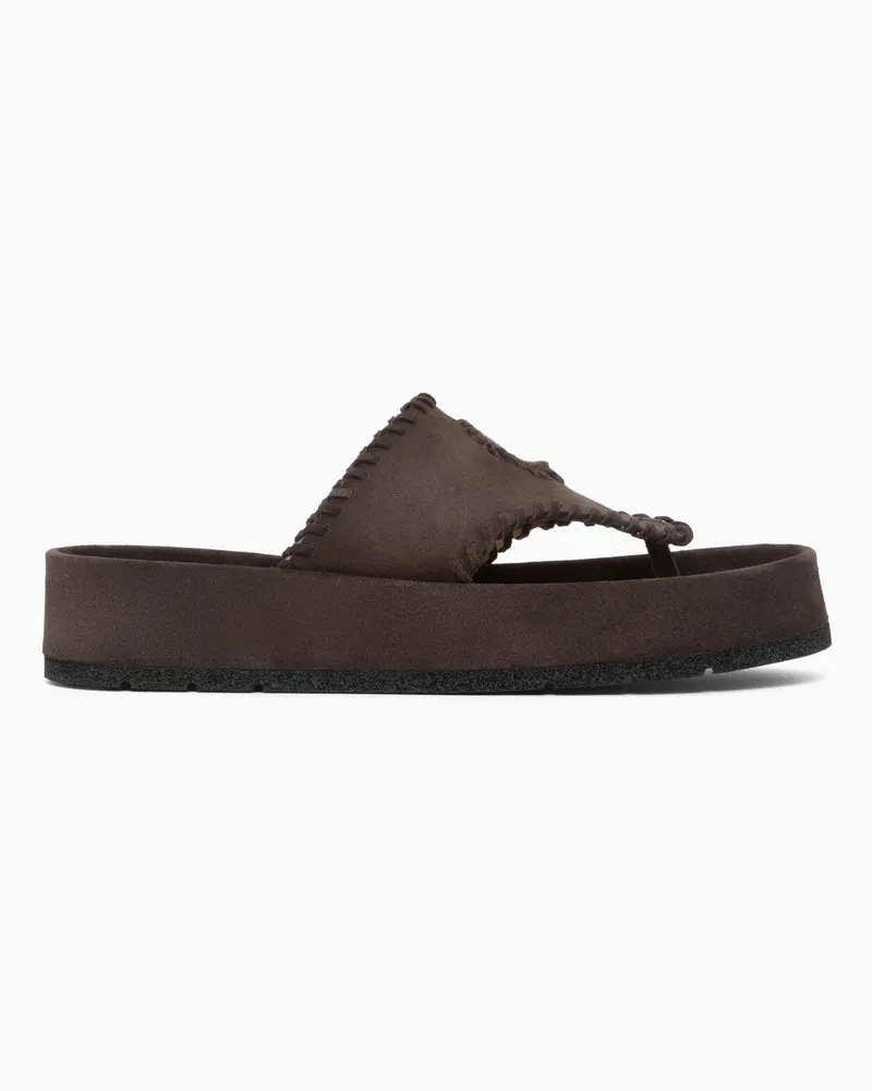 Emporio Armani Sandali infradito in pelle scamosciata velour Marrone