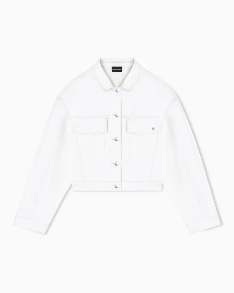 Emporio Armani Blouson cropped in drill tinto capo Bianco