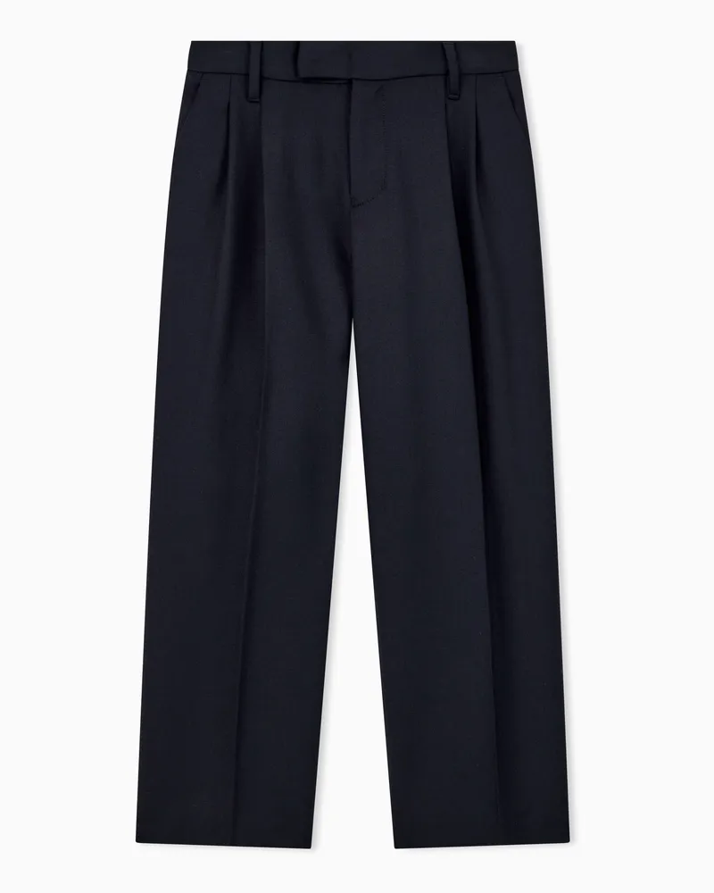 Emporio Armani Pantaloni taglio regolare in fresco di lana vergine Blu