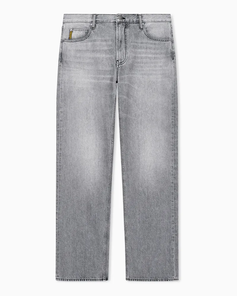 Emporio Armani Jeans 5 tasche regular fit in denim con effetto vissuto Grigio