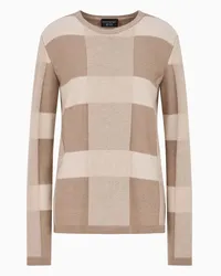 Emporio Armani OFFICIAL STORE Maglione In Lana Vergine Con Motivo Check Vanisé Icon Beige