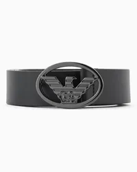 Emporio Armani OFFICIAL STORE Cintura In Pelle Liscia Con Placca Aquila Nero