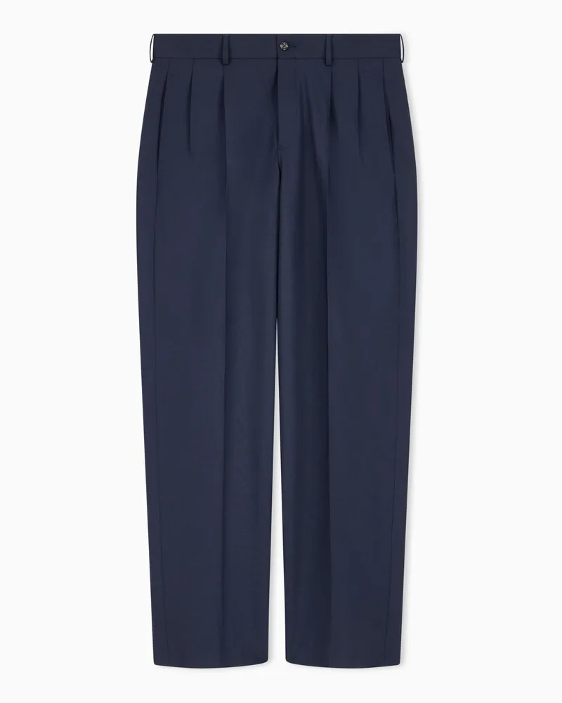 Emporio Armani Pantaloni in tela di lana elasticizzata Blu