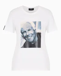 Emporio Armani OFFICIAL STORE T-shirt In Jersey Supima Con Stampa Fotografica Mr Armani Icon Bianco