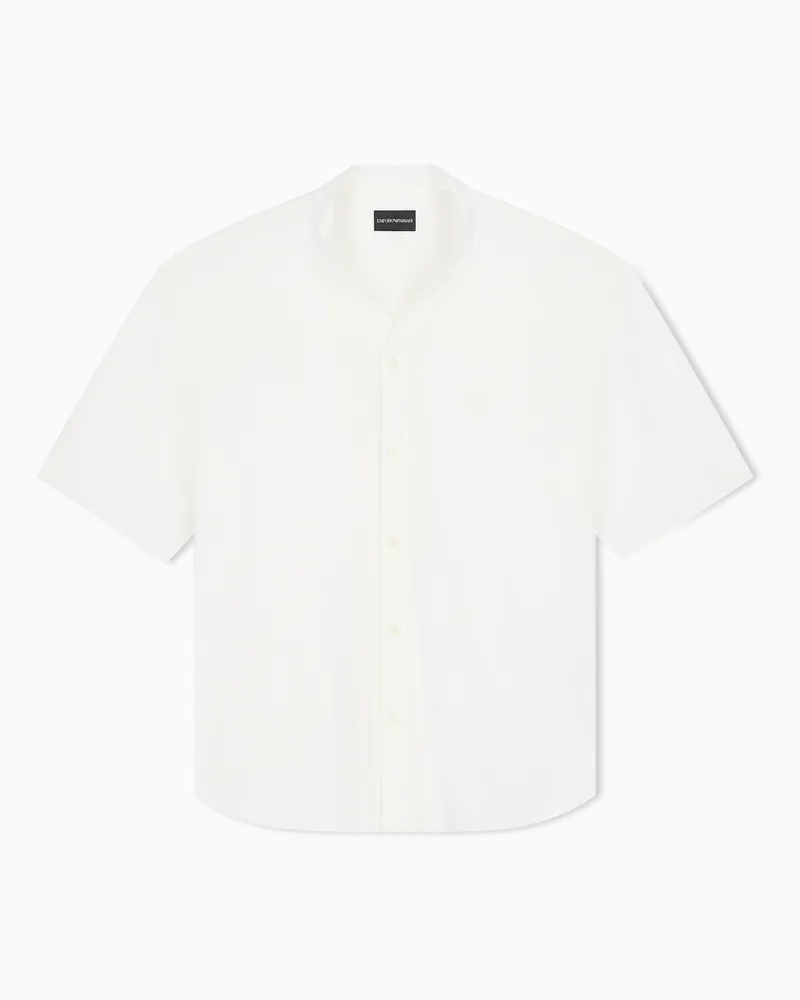Emporio Armani Camicia regular fit in jersey di cotone Bianco
