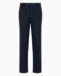 Emporio Armani OFFICIAL STORE Pantaloni Chino In Tessuto Compatto Con Finish Laniero Blu