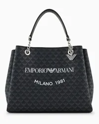 Emporio Armani OFFICIAL STORE Borsa A Mano Eagle All Over E Stampa Logo Milano 1981 Bianco