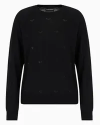 Emporio Armani OFFICIAL STORE Maglione In Lana Rasata Con Micro Strass Nero