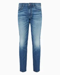 Emporio Armani OFFICIAL STORE Jeans J06 Slim Fit In Denim 12,2 Oz Stone Wash Con Venature Blu