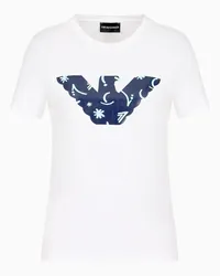 Emporio Armani OFFICIAL STORE T-shirt In Jersey Stretch Organico Con Maxi Aquila Pattern Asv Bianco