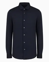 Emporio Armani OFFICIAL STORE Camicia In Jersey Misto Lyocell Asv Blu