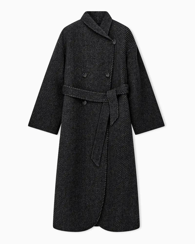 Emporio Armani Cappotto doppiopetto jacquard in lana vergine Grigio
