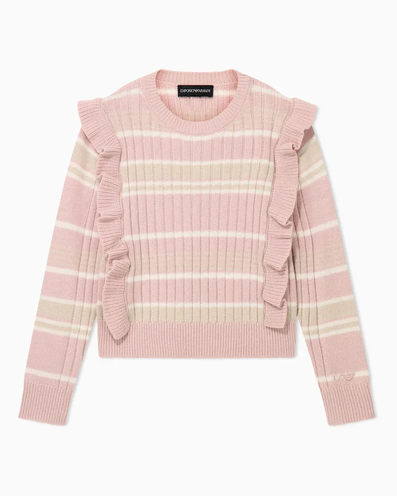 Emporio Armani Pullover a righe a costine con volant in misto lana Fantasia