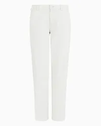 Emporio Armani OFFICIAL STORE Pantaloni J5a Vita Media E Gamba Relaxed In Jersey Con Retro In Denim Bianco