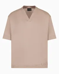 Emporio Armani OFFICIAL STORE T-shirt Scollo V Comfort Fit In Jersey Misto Lyocell Asv Beige