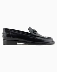 Emporio Armani OFFICIAL STORE Mocassini In Pelle Spazzolata Con Placca Aquila Nero