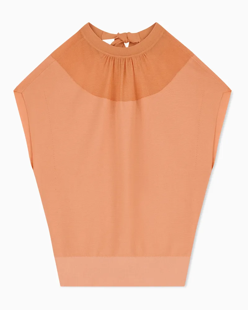 Emporio Armani Maglia misto lyocell punto links con carré Arancione