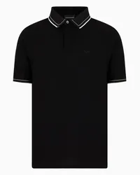 Emporio Armani OFFICIAL STORE Polo In Piquet Mercerizzato Con Ricamo Micro Eagle In Tono Nero