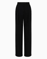 Emporio Armani OFFICIAL STORE Pantaloni Con Pinces In Tessuto Sablé Stretch Nero