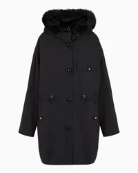 Emporio Armani OFFICIAL STORE Parka In Nylon Water Repellent Con Gilet Interno Effetto Fur Nero