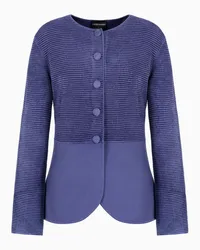 Emporio Armani OFFICIAL STORE Giacca Cardigan In Tessuto Ottoman Con Baschina Viola