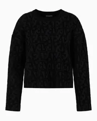 Emporio Armani OFFICIAL STORE Maglione In Viscosa Con Logo Ea Jacquard Effetto Flock All Over Nero