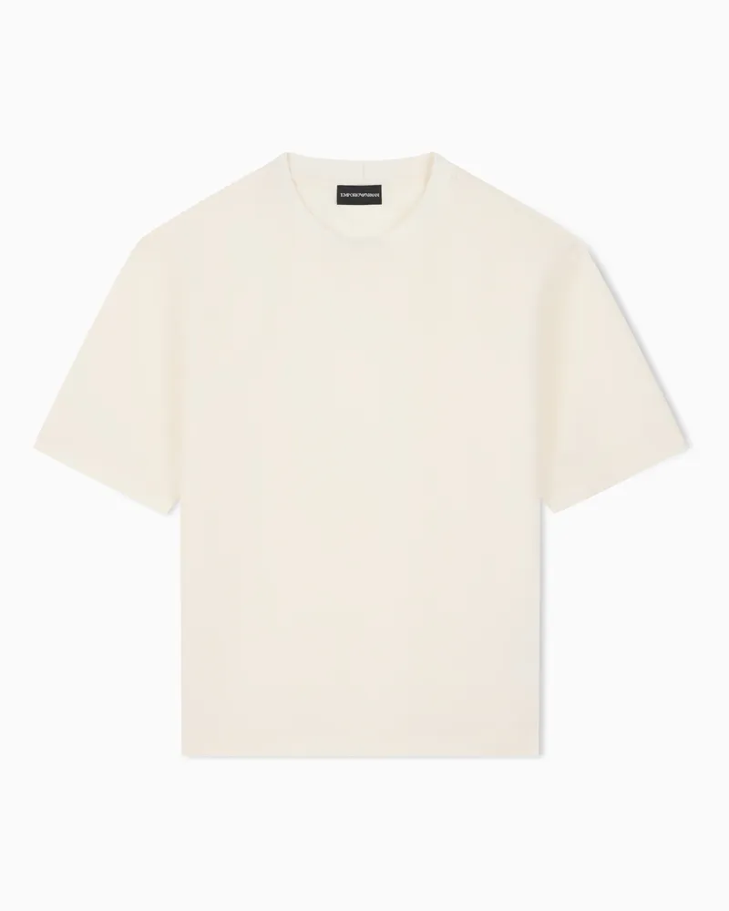 Emporio Armani T-shirt in tessuto seersucker Bianco