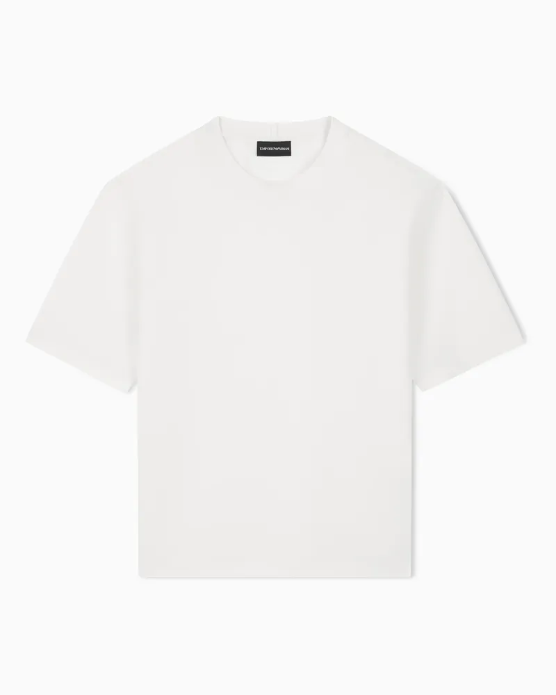 Emporio Armani T-shirt in tessuto seersucker Bianco