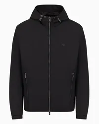 Emporio Armani OFFICIAL STORE Blouson In Nylon Water Repellent Con Cappuccio E Patch Logo Nero