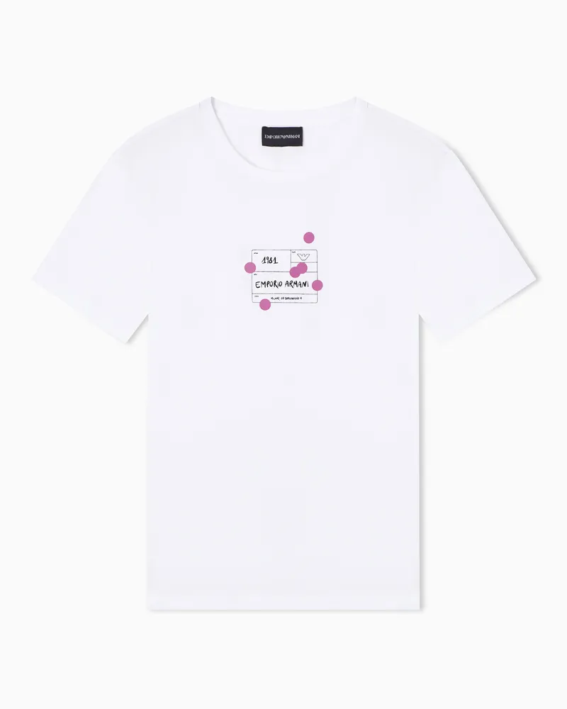 Emporio Armani T-shirt in jersey organico con stampa e pois ASV Bianco