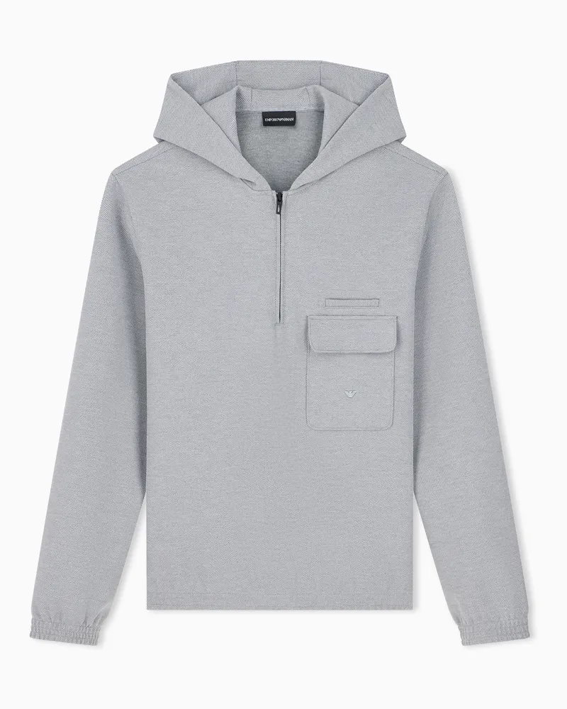 Emporio Armani Felpa con cappuccio in jersey piquet Travel Essential Grigio