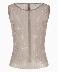 Emporio Armani OFFICIAL STORE Top In Tulle Con Ricamo Perline E Paillettes Effetto Bioluminescenza Multicolor