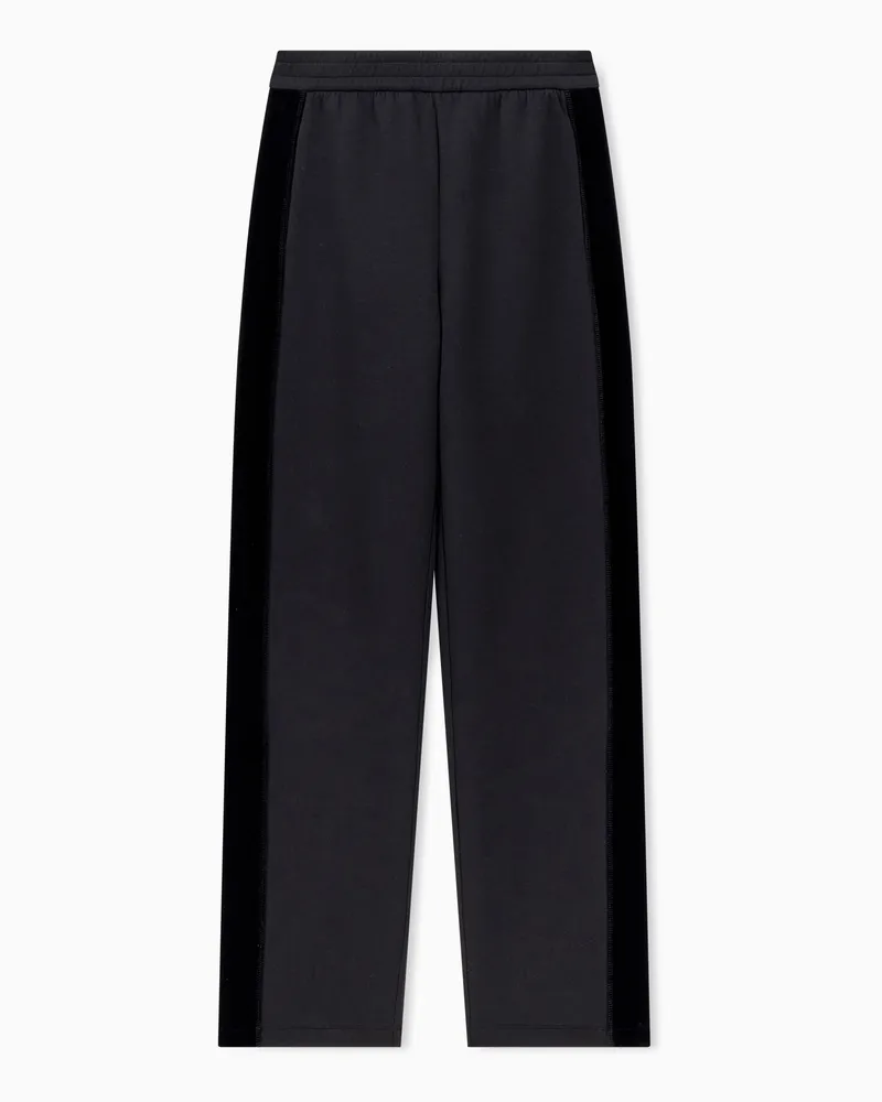Emporio Armani Pantaloni in double jersey con tape ciniglia Travel Essential Nero