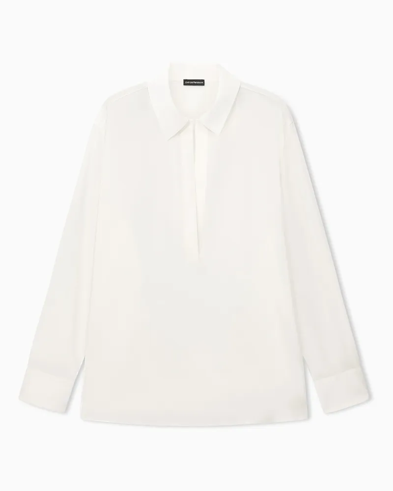 Emporio Armani Camicia in crêpe de chine di seta con bottoni nascosti Bianco