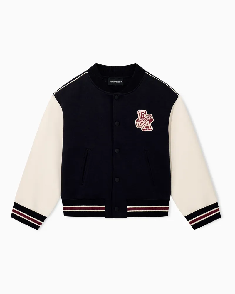 Emporio Armani Felpa varsity over in doppio jersey con patch logo Blu
