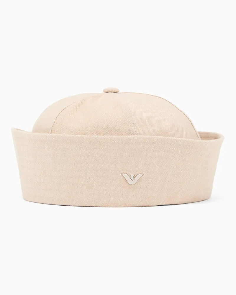Emporio Armani Cappello sailor in misto lino effetto denim Beige